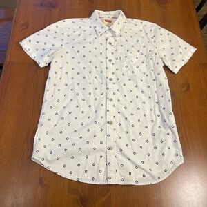 Levis Men's Medium Shirt Colts Horseshoe Print Short Sleeve Button Down‎ Shirt